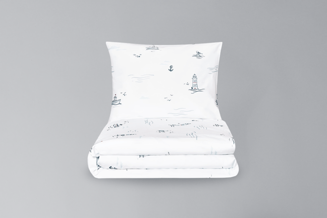 Juego de cama en algodón satinado Ahoy 140x200cm