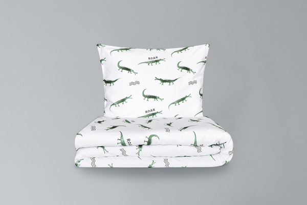 Krokodil-Duvet-Set aus Baumwollsatin 140x200cm