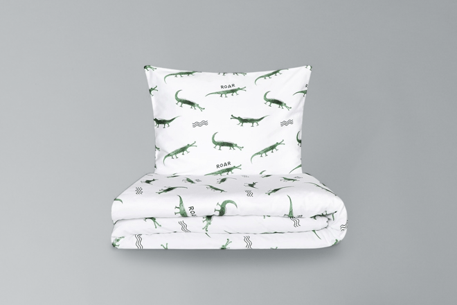 Set letto Coccodrilli in raso di cotone 140x200cm Set letto Coccodrilli in raso di cotone 140x200cm