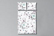 Juego de cama en algodón satinado Mariposas 140x200cm