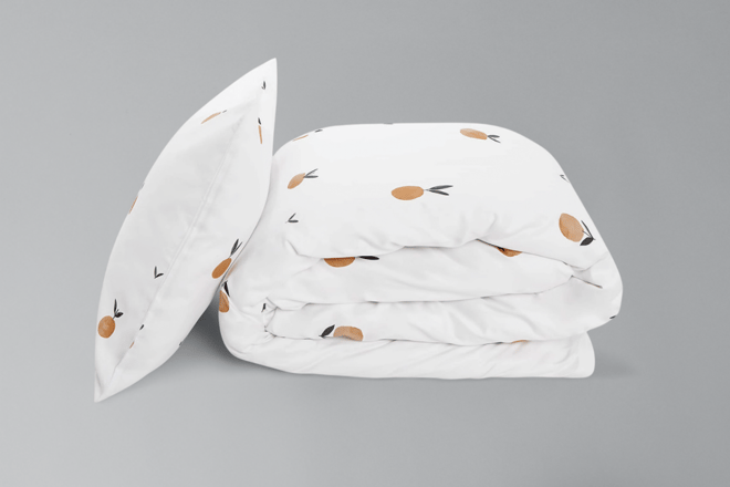 Housse de Couette en Satin de Coton - Mandarines 140x200