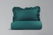 Housse de Couette Vert Foncé à Volants 140x200