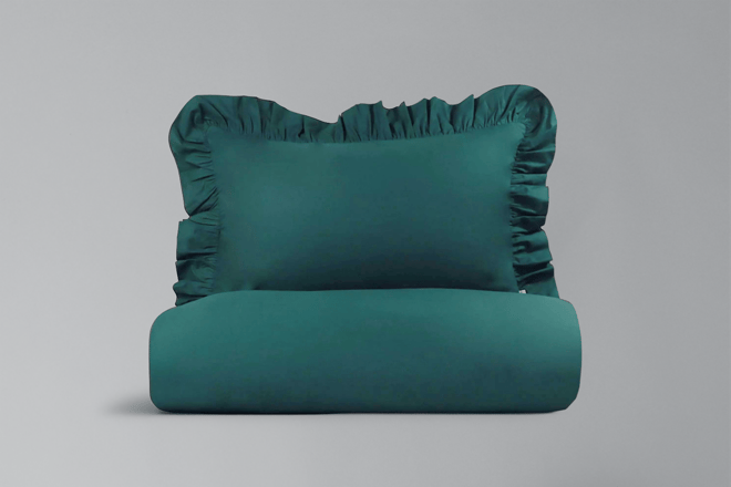 Juego De Ropa de Cama con volantes - Verde Oscuro 140x200cm