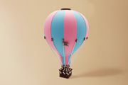 Balão de ar quente Rosa e azul