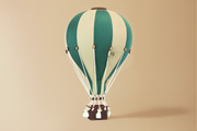 Green & Beige Hot Air Balloon