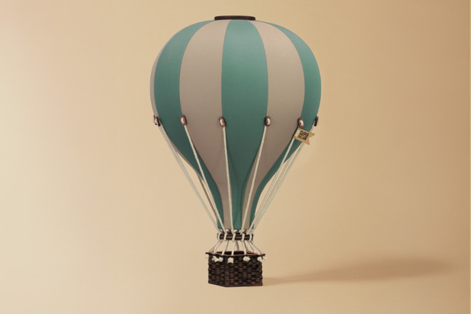 Wassergrün & Dunkelbeige Heißluftballon