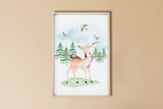 Affiche Arbres Biche et Oiseaux