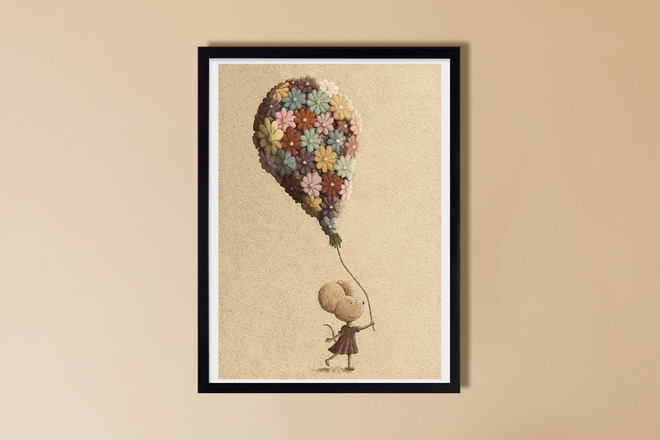 Plakát Balón Květina - Vintage