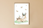 Deer and Birds Poster