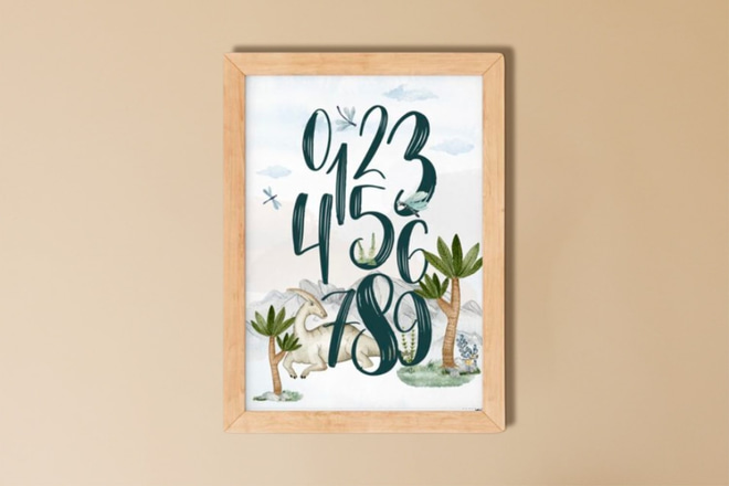 Numbers and Palm Trees Poster