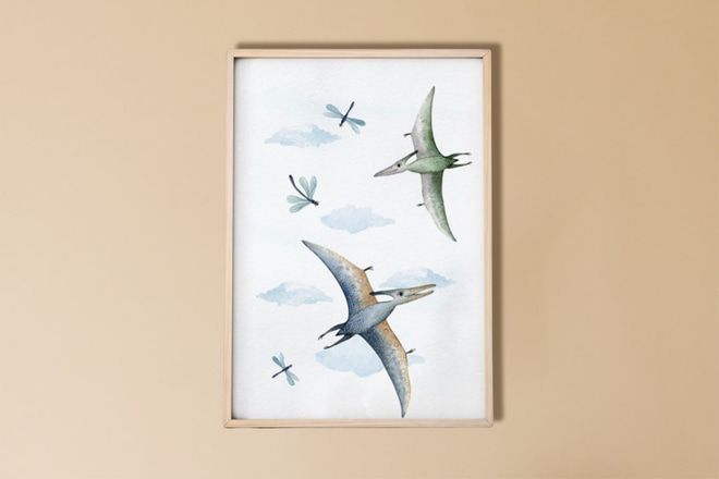 Affiche Dinosaures Ptérodactyles