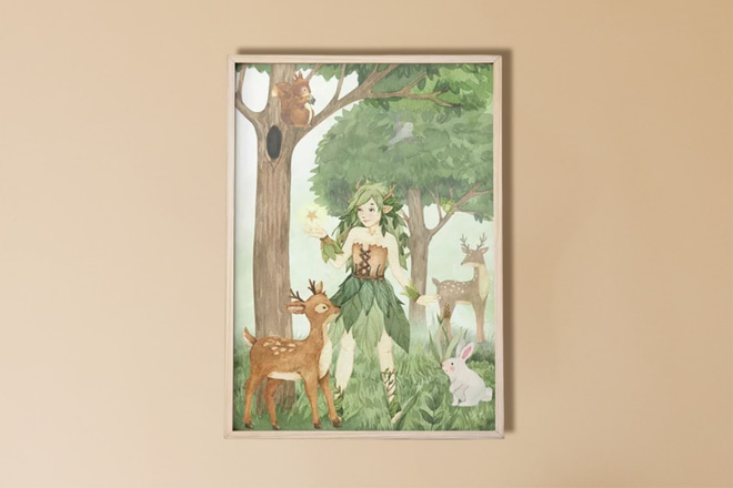 Fee und Rehkitz Poster