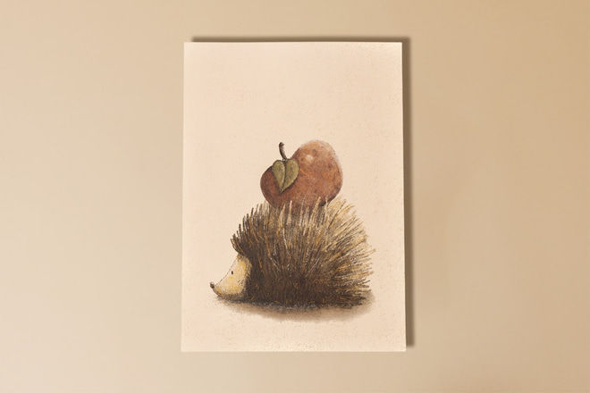 Hedgehog and Apple Poster