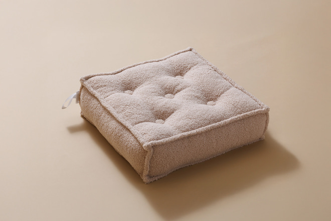 Puff Bouclé Boho Rosa Empolvado