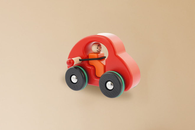 Jouet en bois - Voiture Attache ta Ceinture Rouge