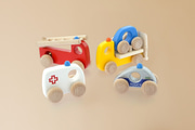 Jouets En Bois - Set de Véhicules d'Urgence