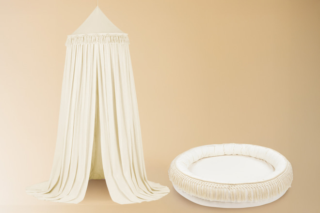 Set de Cielo de Cama y Puff Boho Vanilla