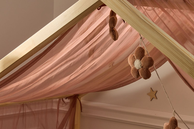 Telo per Letto a Capanna - Cappuccino in Tulle - Modello DK