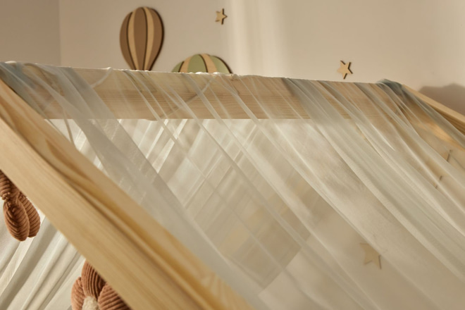 Toile de Lit Cabane en Tulle - Sauge