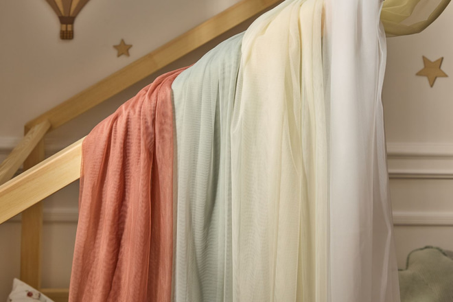 Véu de cama casinha - Cappuccino em Tule - Modelo DK