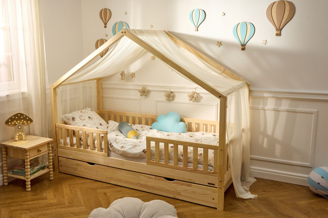 Telo per Letto a Capanna - Cappuccino in Tulle - Modello DK