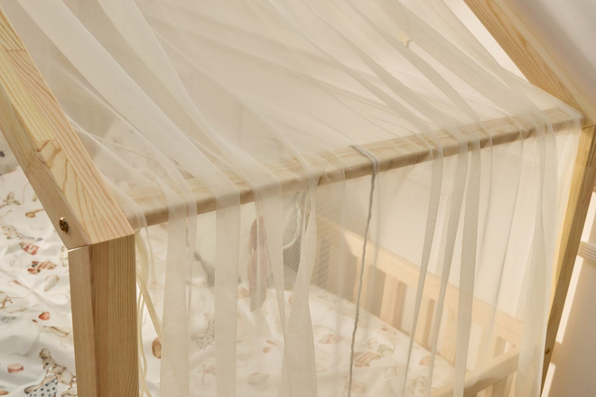 Hausbett-Himmel - Cappuccino aus Tüll - Modell DK