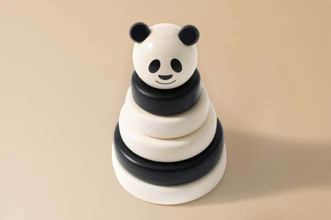 Dřevěná hračka – Puzzle pyramida Panda