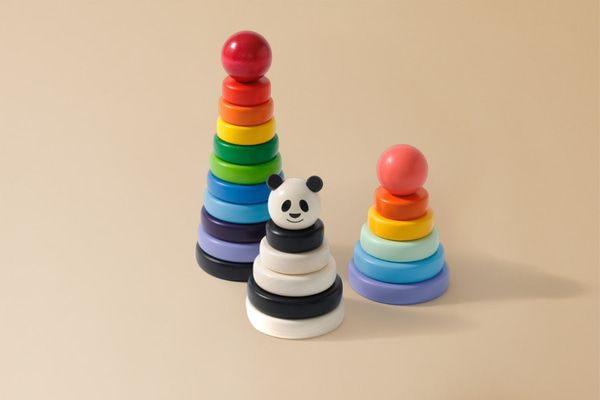 Dřevěná hračka – Puzzle pyramida Panda