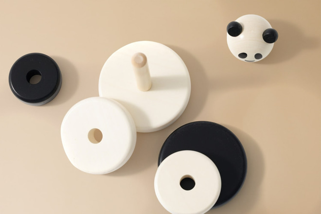 Dřevěná hračka – Puzzle pyramida Panda