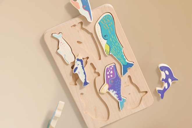 Jouet En Bois - Trieur Famille de Baleine