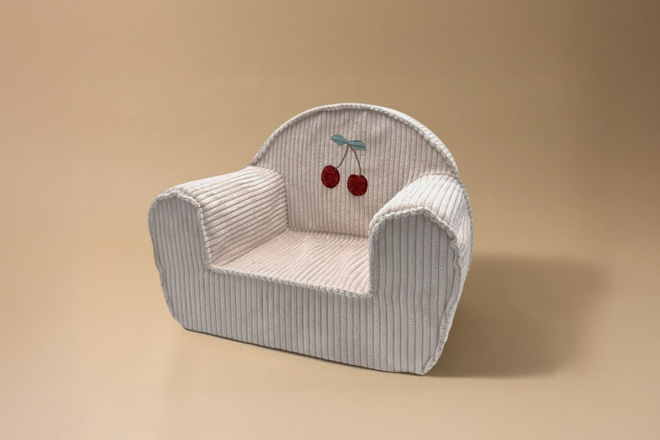 Off White Cherry Corduroy Armchair