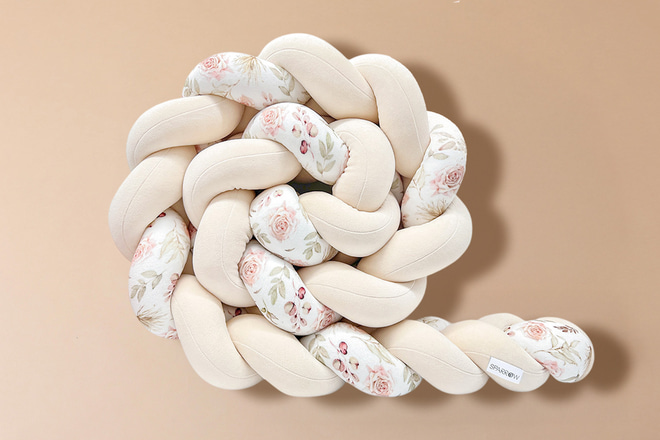 Almond Boho Flowers Bed Bumper - 3 Ropes