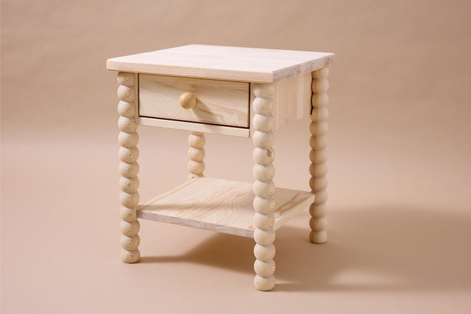 Bedside Table - Beaded Wood