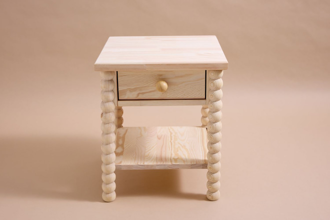 Bedside Table - Beaded Wood