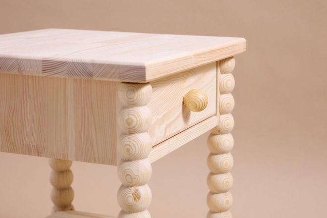 Bedside Table - Beaded Wood