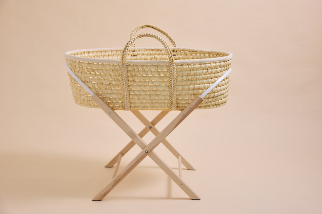 Cesta di Mosè con set Materasso, Lenzuola e Supporto - Set Completo