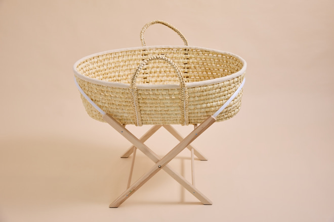 Cesta di Mosè con set Materasso, Lenzuola e Supporto - Set Completo