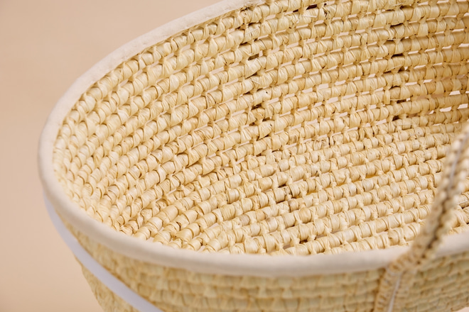 Cesta di Mosè con set Materasso, Lenzuola e Supporto - Set Completo