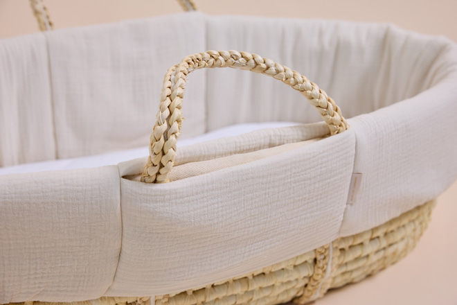 Moses Basket Cover and Fitted Sheet - Beige