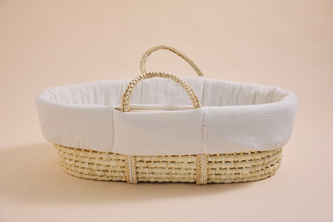 Moses Basket Cover and Fitted Sheet - Beige