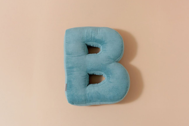 Cuscino Lettera B - Velluto a Coste Blu