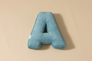 Coussin Lettre A - Velours Côtelé Bleu