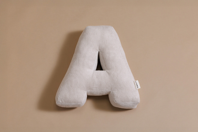 Coussin Lettre A - Velours Côtelé Écru