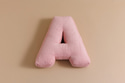 Coussin Lettre A - Velours Côtelé Rose