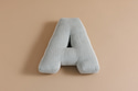 Coussin Lettre A - Velours Côtelé Vert d'eau