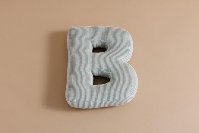 Letter Cushion B - Water Green Corduroy