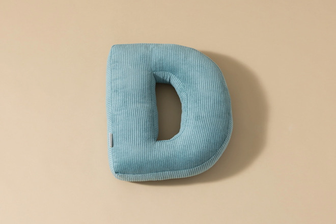 Letter Cushion D - Blue Corduroy