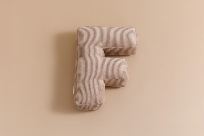 Letter Cushion F - Cappuccino Corduroy