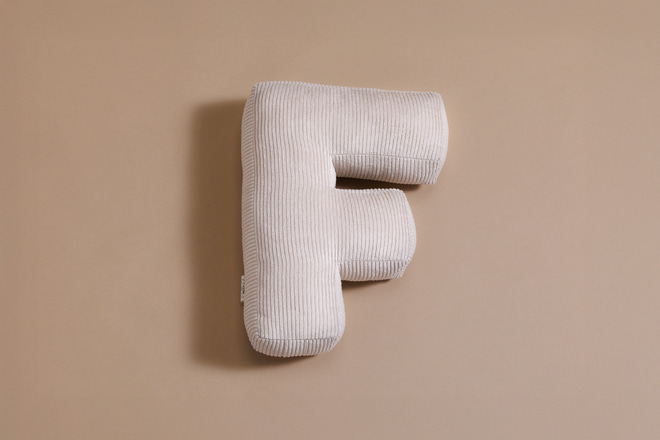 Coussin Lettre F - Velours Côtelé Écru