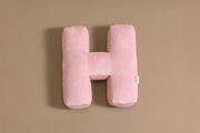 Almofada Letra H - Veludo Cotelê Rosa